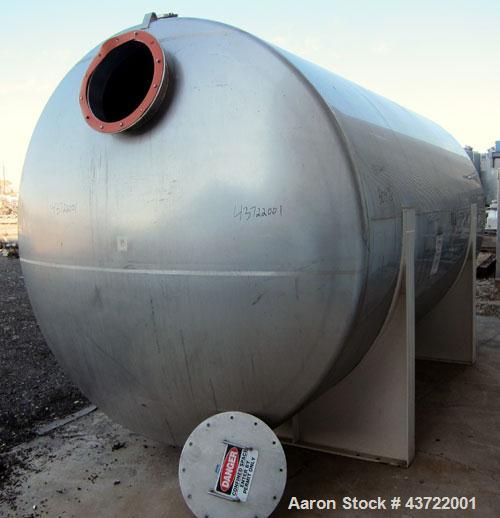 Used- Custom Metalcraft Tank, 5000 Gallon, 304 Stainless Steel, Horizontal. Approximately 96” diameter x 144” straight side,...