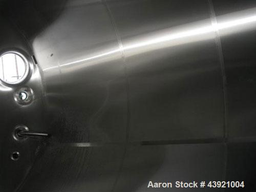 Used 10000 Gallon DCI Storage Tank, 316L stainless  steel construction.  132" Inner diameter x 160" straight side, dish top and bottom, 18" top manway, 6", 4", (3) 3" top ports, 16" x 20" side bottom...