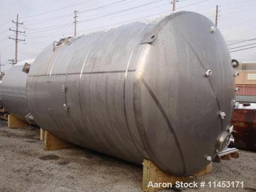 Used-10,000 Gallon DCI Storage Tank, 316L stainless steel construction, 132" inner diameter x 160" straight side, dish top a...