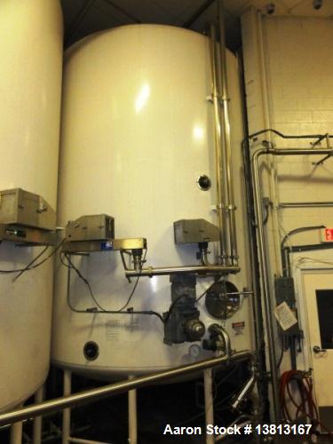 Used 10,000 DCI Gallon Mixing Tank with Vent on Top. Dish top and bottom electrically heated (previously used for liquid sugar). Bottom side manway, bottom side agitator 6.25hp Reuland motor. 11'-6" ...