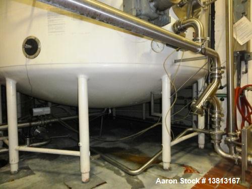 Used 10,000 DCI Gallon Mixing Tank with Vent on Top. Dish top and bottom electrically heated (previously used for liquid sugar). Bottom side manway, bottom side agitator 6.25hp Reuland motor. 11'-6" ...