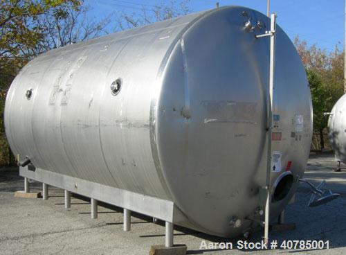 Used DCI 316L stainless steel storage tank, 10,000 gallon capacity, horizontal design. 120" inside diameter x 204" straight side, dished heads. Bottom 1/3 dimple jacket rated 62 psi @ 250 degrees F. ...