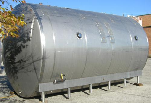 Used DCI 316L stainless steel storage tank, 10,000 gallon capacity, horizontal design. 120" inside diameter x 204" straight side, dished heads. Bottom 1/3 dimple jacket rated 62 psi @ 250 degrees F. ...