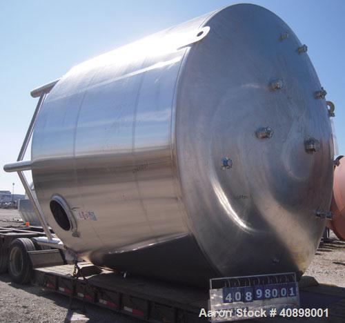 Used DCI Pressure Tank, 11,500 Gallon, 316L Electro-Slag Re-Melt Stainless Steel, Vertical. 156" diameter x 108" straight side, dished top and bottom. 220 grit finished internal rated 30/-5 psi at 25...