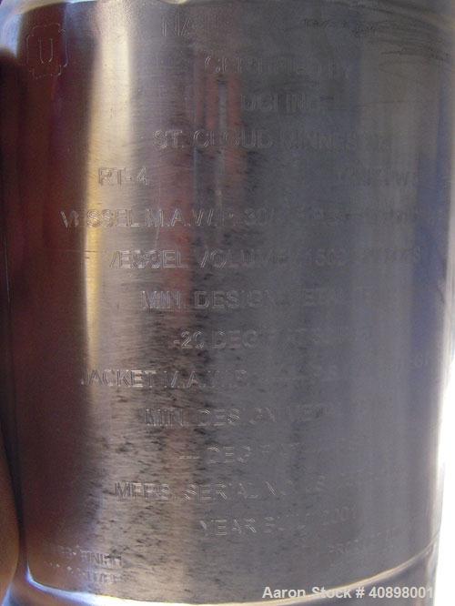 Used DCI Pressure Tank, 11,500 Gallon, 316L Electro-Slag Re-Melt Stainless Steel, Vertical. 156" diameter x 108" straight side, dished top and bottom. 220 grit finished internal rated 30/-5 psi at 25...