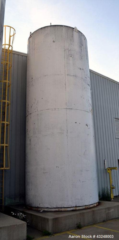 Used DCI Jacketed Silo, 3341 Cubic Feet (25,000 Gallon), Stainless Steel. Approximate 144" Diameter x 35' tall. Dished top, sloped bottom. Insulated with carbon steel sheathing. Side entering agitato...