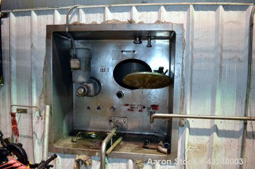 Used DCI Jacketed Silo, 3341 Cubic Feet (25,000 Gallon), Stainless Steel. Approximate 144" Diameter x 35' tall. Dished top, sloped bottom. Insulated with carbon steel sheathing. Side entering agitato...