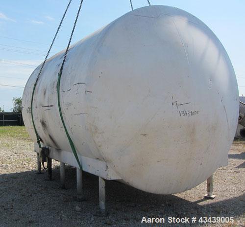 Used DCI Storage Tank, 7,500 Gallon, 304 Stainless Steel, Horizontal. 120” Diameter x 154” straight side, dished ends. Internal rated 15 psi at 100 degrees F, 30 square feet of bottom side wall dimpl...