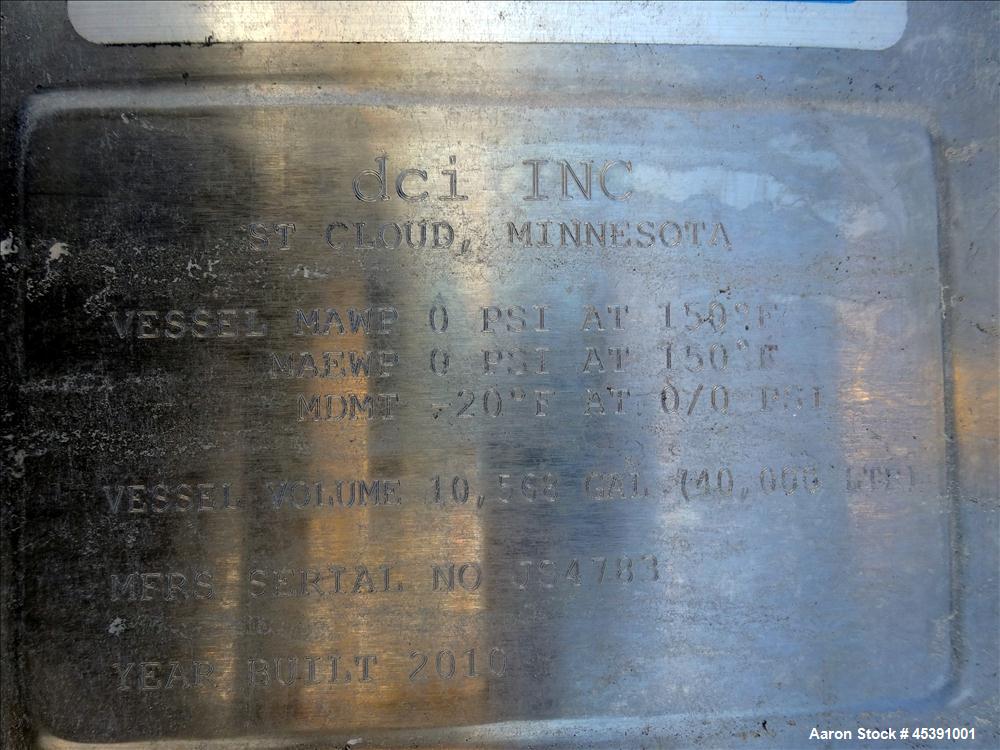 Used 10,500 Gallon Stainless Steel DCI Dimple Jacketed Tank