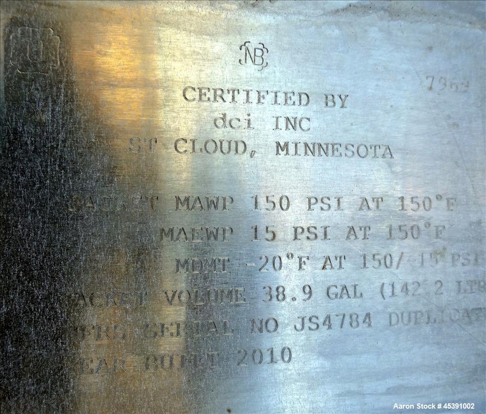 Used 10,500 Gallon Stainless Steel  DCI Dimple Jacketed Tank