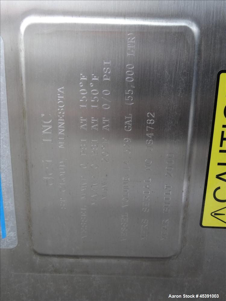 Used 14,500 Gallon Stainless Steel DCI Dimple Jacketed Tank