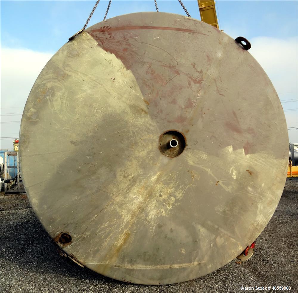 Used DCI Tank, 10,000 Gallon, 304 Stainless Steel, Vertical. Approximately 132" diameter x 196" straight side. Dished Top, Sloped Bottom. Insulated. Openings top (2) 3", Side bottom manway 20" x 16" ...