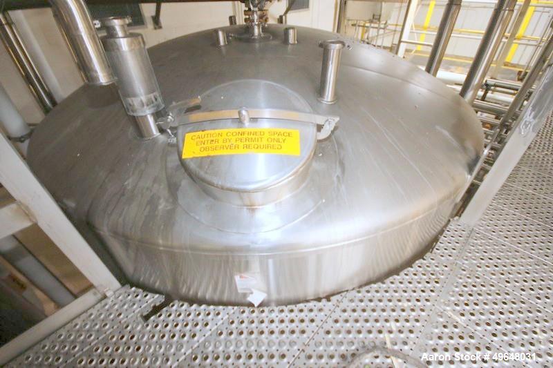 Used- DCI 7,500 Gallon Jacketed Mix Tank, 316L Stainless Steel