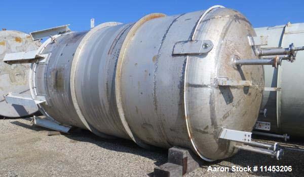Used-10,000 Gallon DKME Pressure Tank, 316 stainless steel, approimately 10' diameter x 16' straight side, dish top and bott...