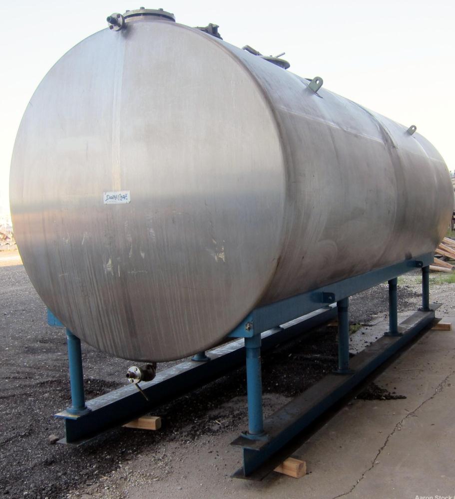 Used Dairy Craft Tank, 5000 Gallon, 316 Stainless Steel, Horizontal. Approximately 84” diameter x 209” straight side, dished heads. UL Rated for above ground flammable storage, UL #123061. Top mounte...