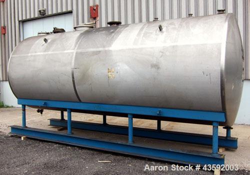 Used Dairy Craft Tank, 5000 Gallon, 316 Stainless Steel, Horizontal. Approximately 84” diameter x 209” straight side, dished heads. UL Rated for above ground flammable storage, UL #123061. Top mounte...
