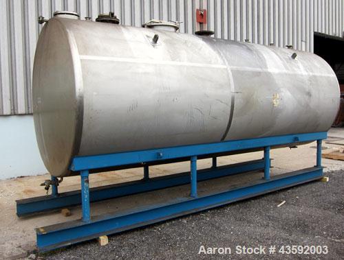Used Dairy Craft Tank, 5000 Gallon, 316 Stainless Steel, Horizontal. Approximately 84” diameter x 209” straight side, dished heads. UL Rated for above ground flammable storage, UL #123061. Top mounte...