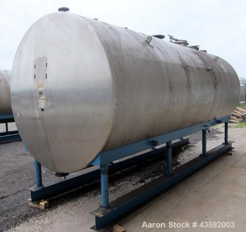Used Dairy Craft Tank, 5000 Gallon, 316 Stainless Steel, Horizontal. Approximately 84” diameter x 209” straight side, dished heads. UL Rated for above ground flammable storage, UL #123061. Top mounte...