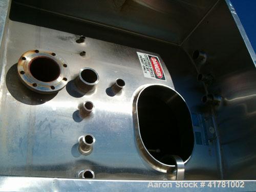 Used Dairy Craft Silo Tank, 30,000 Gallon, 304 Stainless Steel. Approximately 160" diameter x 444" straight side, dished top, 1" per foot sloped bottom. Internal rated 2.5 psig, 100 Square feet steam...
