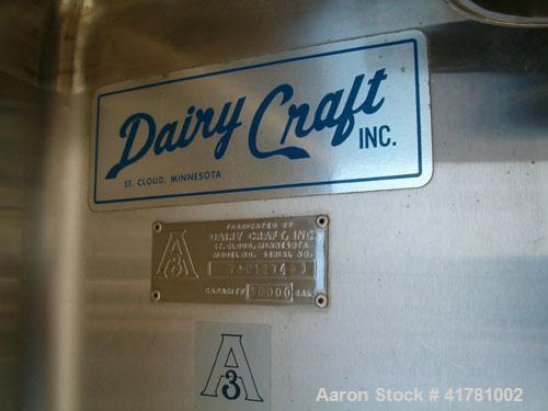 Used Dairy Craft Silo Tank, 30,000 Gallon, 304 Stainless Steel. Approximately 160" diameter x 444" straight side, dished top, 1" per foot sloped bottom. Internal rated 2.5 psig, 100 Square feet steam...