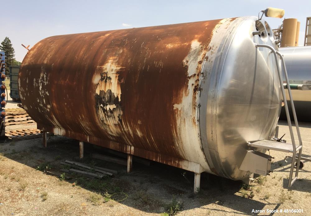 Used Damrow Tank, 6,000 Gallon, Model# 4, Stainless Steel, Horizontal.