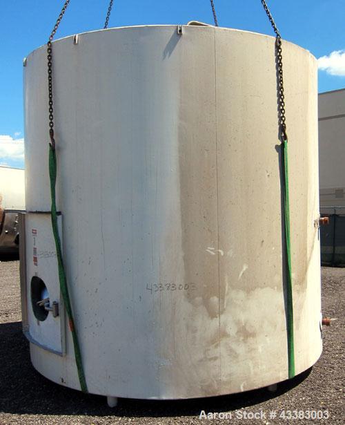 Used Damrow Tank, 5000 Gallon, 304 Stainless Steel, Vertical. 120” Diameter x 110” straight side, slight coned top, sloped bottom. Partial side wall dimple jacketed, no rating. Insulated with carbon ...