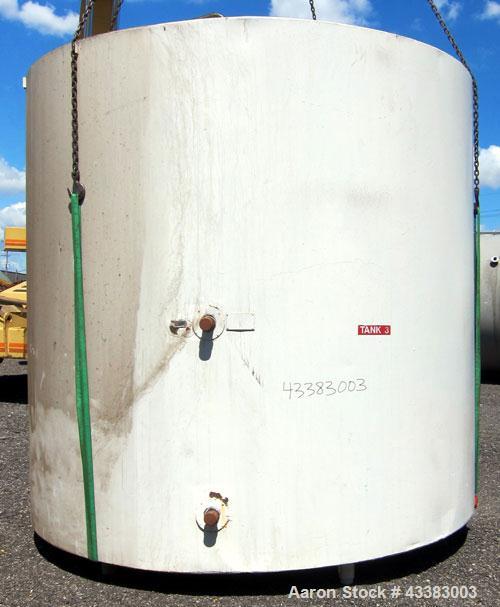 Used Damrow Tank, 5000 Gallon, 304 Stainless Steel, Vertical. 120” Diameter x 110” straight side, slight coned top, sloped bottom. Partial side wall dimple jacketed, no rating. Insulated with carbon ...