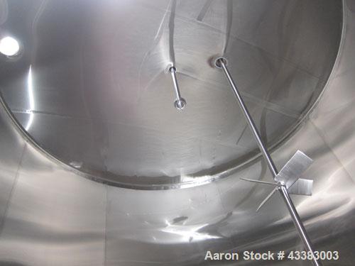Used Damrow Tank, 5000 Gallon, 304 Stainless Steel, Vertical. 120” Diameter x 110” straight side, slight coned top, sloped bottom. Partial side wall dimple jacketed, no rating. Insulated with carbon ...