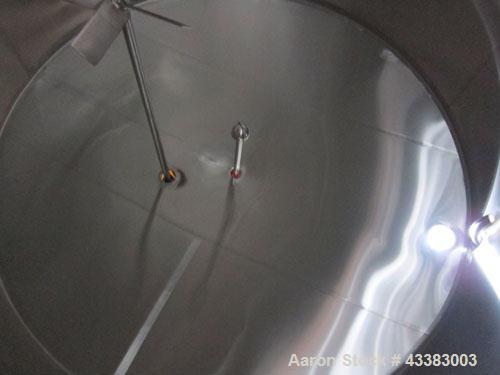 Used Damrow Tank, 5000 Gallon, 304 Stainless Steel, Vertical. 120” Diameter x 110” straight side, slight coned top, sloped bottom. Partial side wall dimple jacketed, no rating. Insulated with carbon ...