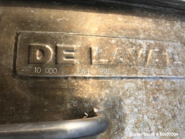 Used- DeLaval 12,000 Gallon (10,000 Imperial Gallon) Vertical Single Wall Tank