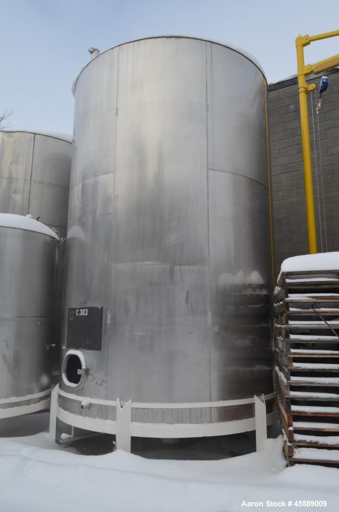 Used 11500 Gallon Douglas Brothers 304 Stainless Steel Vertical Tank