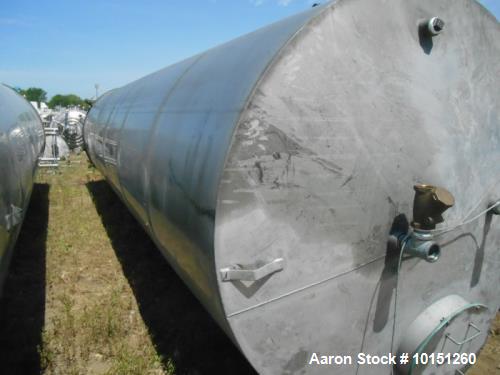 Used Eisenback 6,000 Gallon Stainless Steel Vertical Storage Tank. 304 stainless steel. Flat bottom, dished head, 6' 8" diameter x 24' straight side.