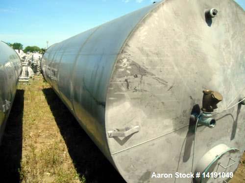 Used- Eisenback 6,000 Gallon Stainless Steel Vertical Storage Tank. 304 stainless steel. Flat bottom, dished head, 6' 8" dia...