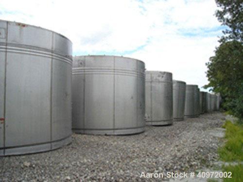 Used Ellet Tank, approximately 13,000 gallon, 304 stainless steel, vertical. 14'6" diameter x 10'6" straight side. Flat top and sloping bottom. 3 jacket rings located near the top of the tank for coo...