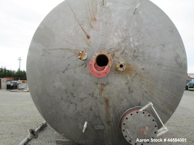 Used Enerfab Inc Vertical Tank, Approximately 7000 Gallons, Stainless Steel. Approximately 12 foot diameter x 6 foot straight side.  Dished heads. Internal rated 125 PSI at 100 Degrees F.  4 Steel le...