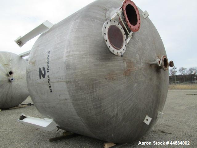 Used Enerfab Inc Vertical Tank. Approximately 7000 gallons, stainless steel. Approximately 12 ft diameter x 6 ft straight side.  Dished heads . Internal rated 125 psi @ 100 deg F.  4  Steel leg mount...