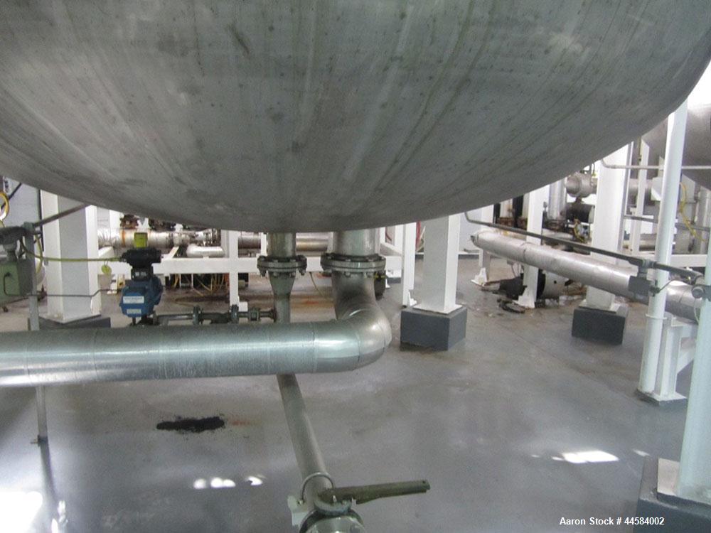 Used Enerfab Inc Vertical Tank. Approximately 7000 gallons, stainless steel. Approximately 12 ft diameter x 6 ft straight side.  Dished heads . Internal rated 125 psi @ 100 deg F.  4  Steel leg mount...