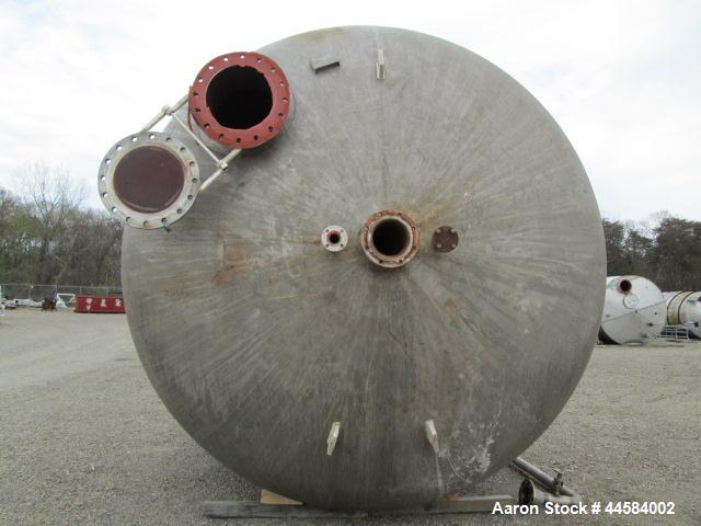 Used Enerfab Inc Vertical Tank. Approximately 7000 gallons, stainless steel. Approximately 12 ft diameter x 6 ft straight side.  Dished heads . Internal rated 125 psi @ 100 deg F.  4  Steel leg mount...