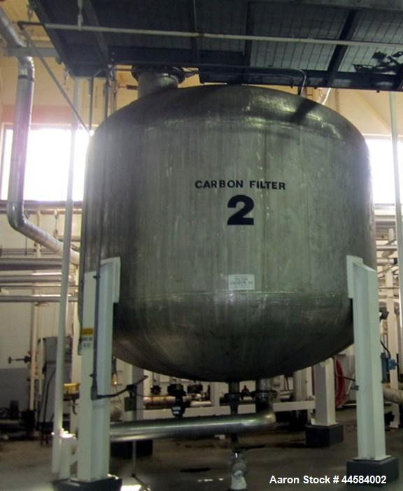 Used Enerfab Inc Vertical Tank. Approximately 7000 gallons, stainless steel. Approximately 12 ft diameter x 6 ft straight side.  Dished heads . Internal rated 125 psi @ 100 deg F.  4  Steel leg mount...