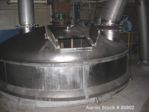 Used Bishopric Products Co (Enerfab Inc) 9000 Gallon Dimple Jacketed Mix Tank, 304 stainless steel. 12' diameter x 9'6" straight side. Dished top head, cone bottom. Dimple jacket is on bottom 1/2 of ...