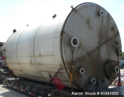Used Evans & Sons Process Tank Company Tank, 12,000 Gallon, 316 Stainless Steel, Vertical. 132" diameter x 216" straight side, flat top and bottom. Internal rated atmospheric at 200 deg.f.. Openings ...