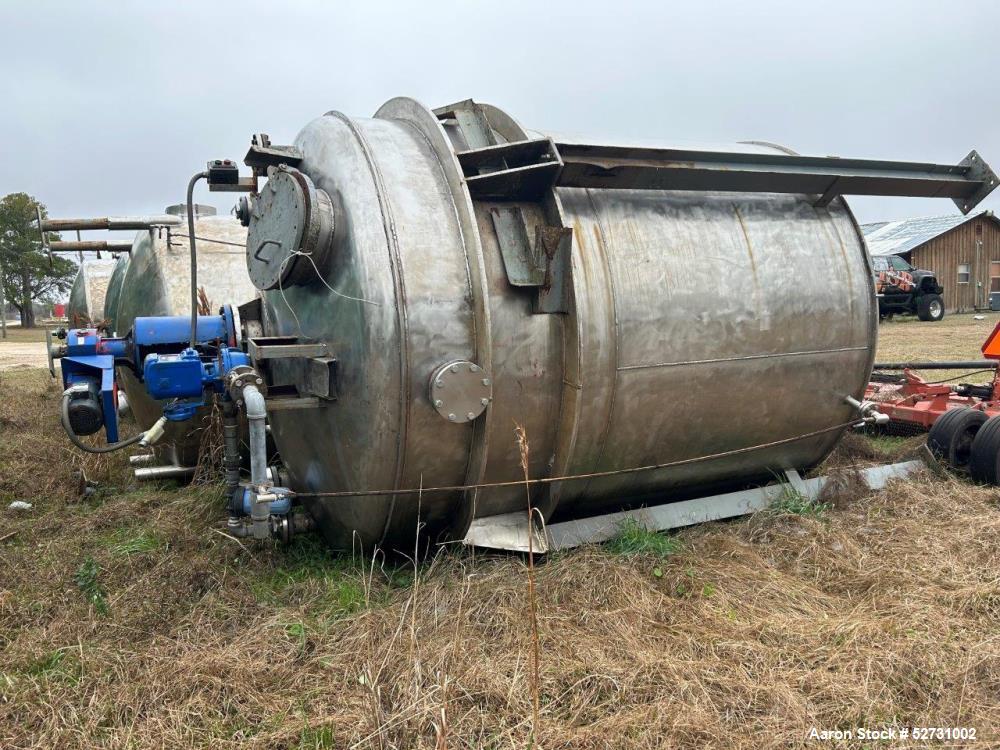 Used Tank, Expert Industries, 5000 Gallon Stainless steel, Vertical, 10'2" diameter x   18'8" straight side. With top mounted agitator.Rated 18 psi @  320 deg F. S/n 374, Yr. 1976.