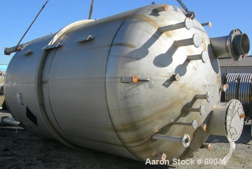 USED: Fabricated Products tank, 9000 gallon, 316L stainless steel, vertical. Approximately 10' diameter x 14' straight side, 2:1 elliptical top and bottom. Internal rated FV and 15 psi at 200 deg F. ...