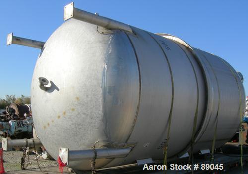 USED: Fabricated Products tank, 9000 gallon, 316L stainless steel, vertical. Approximately 10' diameter x 14' straight side, 2:1 elliptical top and bottom. Internal rated FV and 15 psi at 200 deg F. ...