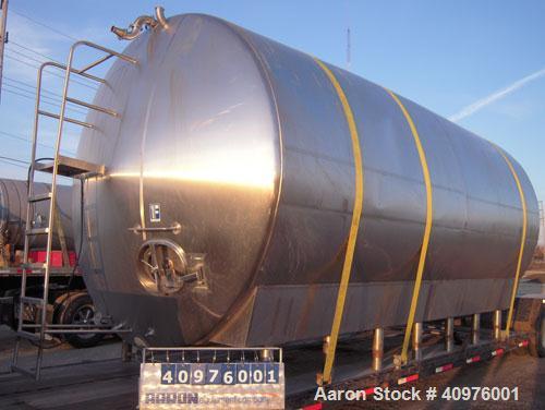 Used Feldmeier Cold Wall Storage Tank, Model GHW, 12,000 Gallon, 316L Stainless Steel, Horizontal. 120" diameter x 240" straight side, dished heads. 155 square feet bottom section of ammonia channel ...