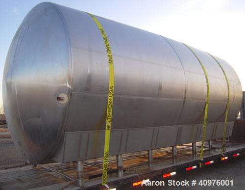 Used Feldmeier Cold Wall Storage Tank, Model GHW, 12,000 Gallon, 316L Stainless Steel, Horizontal. 120" diameter x 240" straight side, dished heads. 155 square feet bottom section of ammonia channel ...
