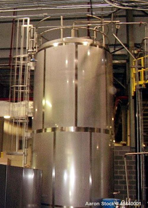 Unused-Feldmeier Silo Storage Tank, 10,000 Gallon, Model SVS. 304 stainless steel, 120" inside diameter x 21'7" straight side. Dish top, 3/4" per foot pitch bottom. Internal rated atmospheric. Intern...