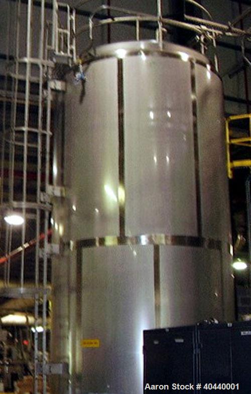 Unused-Feldmeier Silo Storage Tank, 10,000 Gallon, Model SVS. 304 stainless steel, 120" inside diameter x 21'7" straight side. Dish top, 3/4" per foot pitch bottom. Internal rated atmospheric. Intern...