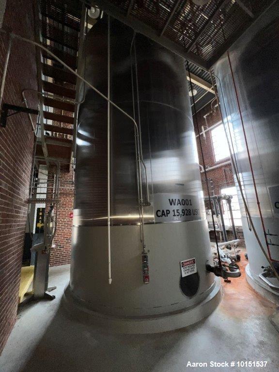 Used Feldmeier 15,000 Gallon Stainless Steel Tank – Dished Top & Bottom, CIP, Skirt Mounted