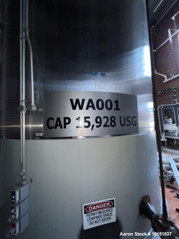 Used Feldmeier 15,000 Gallon Stainless Steel Tank – Dished Top & Bottom, CIP, Skirt Mounted